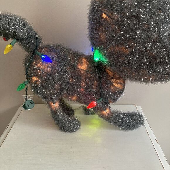 Target Wondershop 21.5” Tall Lit Tinsel Cat LED Lights Indoor Outdoor Yard Decor - Picture 7 of 11